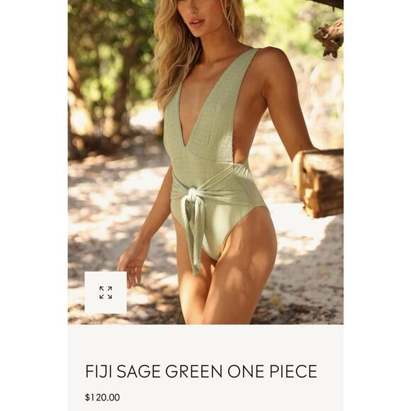 Salty Weekend Fiji Sage Green One Piece Swimsuit Size Large - Picture 2 of 11